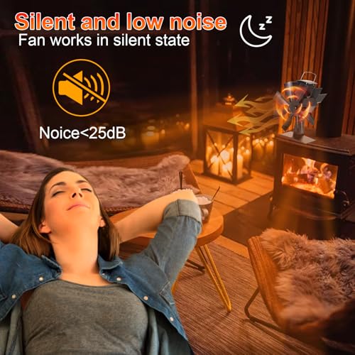 Image of COMBIUBIU 8 Blade Wood Stove Fan, Heat Powered Fireplace Fan for Efficient Warm Air Circulation, Silent Operation Stove Accessories for Log /Wood Stove, Durable Design