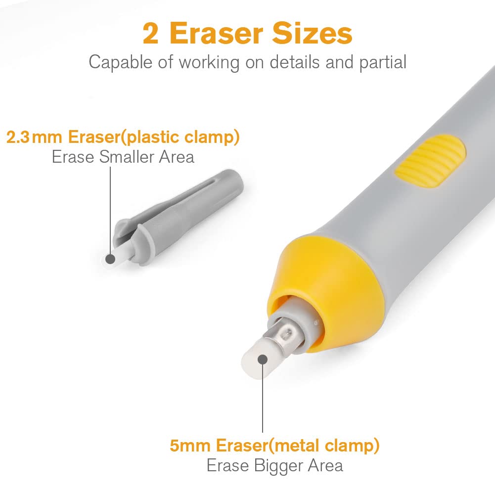 OFFCUP Electric Eraser, Portable Pencil Eraser, 22pcs Refills - Automatic Rubber for Sketching/Drafting/Drawing/Graphite Pencils - Grey - Image 3