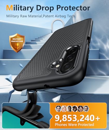 Image of FNTCASE for Samsung Galaxy A26-5G Case: Dual Layer Protective Heavy Duty Cell Phone Cover Shockproof Rugged with Non Slip Textured Back - Military Protection Bumper Tough - 2025, 6.7 inch (Black)