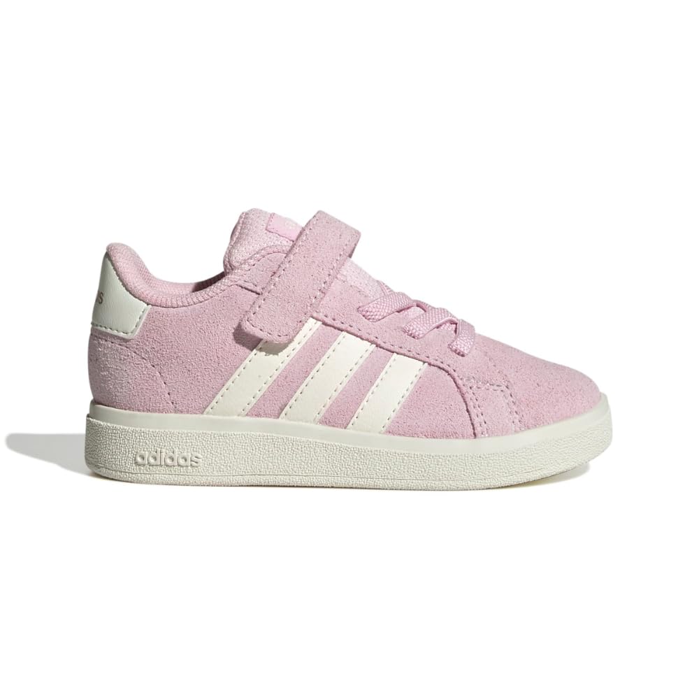 adidas Kids Grand Court 2.0 Elastic Lace & Strap Sneaker, Clear Pink/Off White/Gold Metallic, 9 US Unisex Toddler