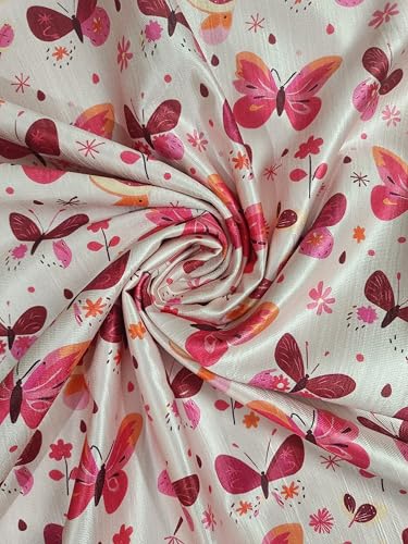 Image of 3D Printed Kids Room Curtains for Play School, Kids Bedroom Curtain Panel (1 Panel, 4X5 Feet) Butterfly Curtain for Kids Room Girls Room, Window 5 ft Pink parde