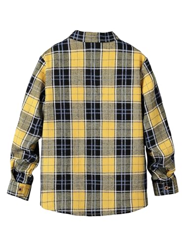 WDIRARA Boys Girls Plaid Long Sleeve Flannel Shirt Button Front Outwear 8Y-14Y without Tee2