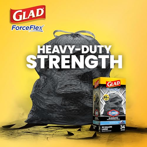 Image of Glad ForceFlex Heavy Duty Trash Bags With Clorox, Mountain Air, 30 Gal (Package May Vary) 50 Count (Pack of 3)
