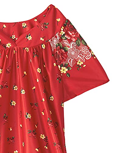 Image of AmeriMark Casual Women's Patio Muumuu House Dress Loose Comfortable Short Sleeve Sun Dress Lounger Gown Sleepwear for Ladies
