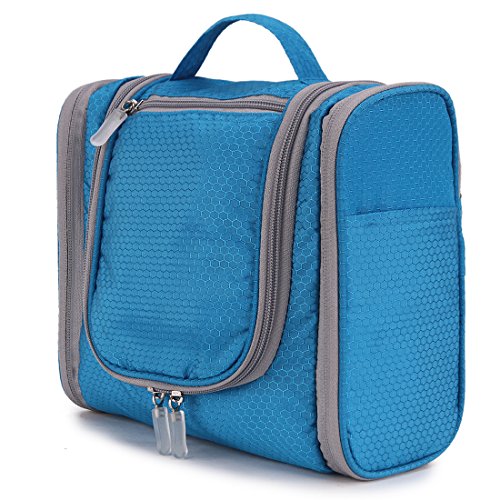 STARCARE Travel Toiletry Bags for Men and Women, Waterproof Hanging Toiletries Kit for Makeup, Cosmetic, Shaving, Travel Accessories and Personal Items (Sapphire Blue)