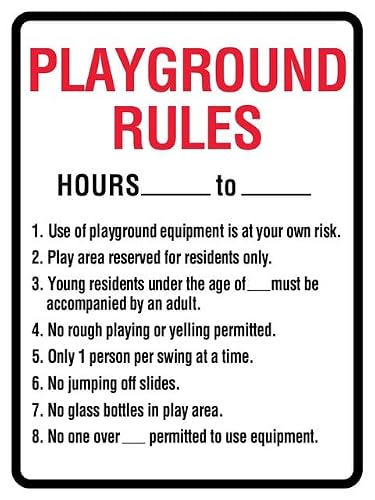 Xewazd A1613 Rust-Free 8"X12" Aluminum Sign - Playground Rules, Professional Graphics & Easy To Mount For Indoor & Outdoor Use