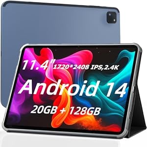 Tablet de 11 pulgadas, tablet Android 14, tabletas Android con funda, pantalla táctil HD de 2.4K, Helio G99 Octa-core MTK8781, 20 GB (8+12) + 128 GB, 2 TB expandibles, 8000 mAh, Wi-Fi 6, BT5.2, GPS