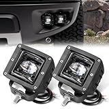SAE Fog Lights, Niwaker 2Pcs 3 Inch DOT Approved LED Work Lights Street Legal Driving Light Bar Square LED Cubes Waterproof Fog Light for Truck SUV Off Road Motorcycle ATV UTV Tacoma Boat