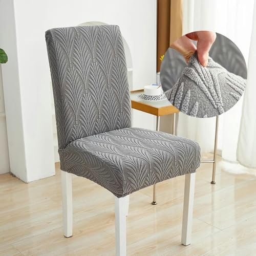 HJGUI Jacquard Chair Cover Thick Elastic Chair Slipcover Stretch Chair Protector Cover For Dining Room, Kitchen, Party Home Decoration-gray-1piece