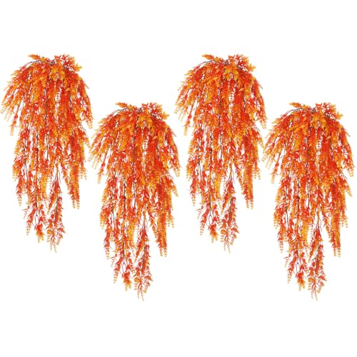 RECUTMS 4Pcs Artificial Fall Lavender Hanging Plants Autumn Outdoor Decor