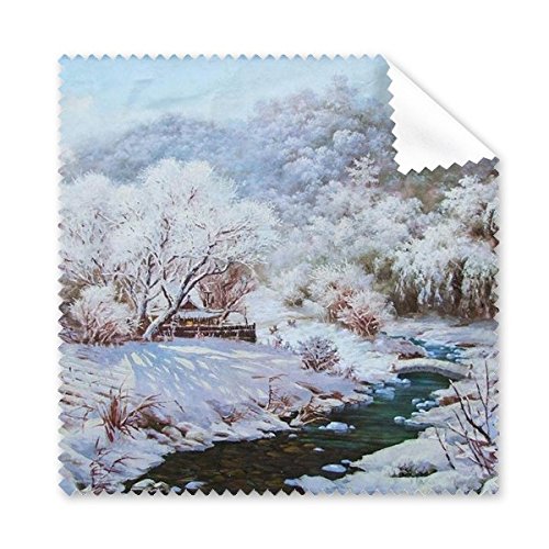Tissu lunettes microfibre haute performance peinture huile forêt de neige nettoyant écran