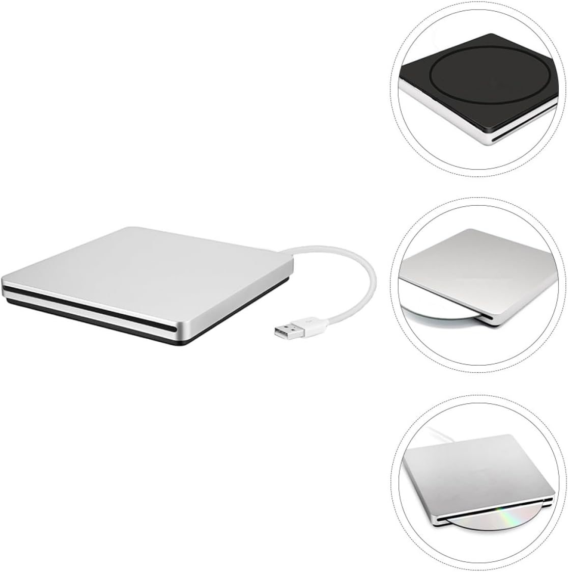 COHEALI USB 3.0 External DVD Writer and DVD Player Silver Gray with CD Drive, Portable Optical Disc Burner Compatible with Laptop and Desktop Operating Systems