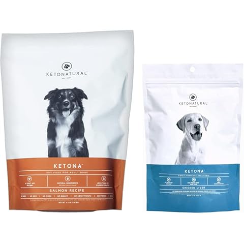 Ketona Salmon Recipe Dry Dog Food (4.2lb) and Chicken Liver Dog Treats Bundle, High Protein and Low Carb, The Nutrition of a Raw Diet with The Cost and Convenience of a Kibble Cover
