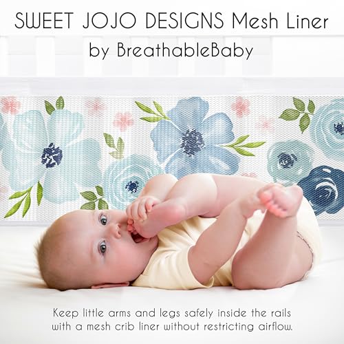 image for Sweet Jojo Designs + BreathableBaby Blush Pink Blue Boho Floral Girl B