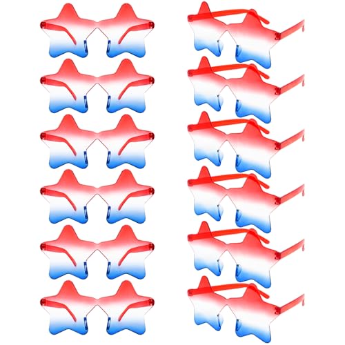 4th of July Star Glasses 12 Pairs Fourth of July Party Favors Red Blue White American Flag Sunglasses for Kids Women Independence Day Gifts Patriotic Sunglasses for Pool Party in USA Decorations