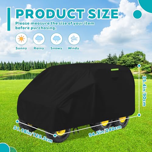 Gator Cover for John Deere LP93547 CPLP93547, 600D Heavy Duty Waterproof UTV Cover Compatible with John Deere Gator TH 6×4 / TE 4×2 ,with Reflective Strips Drawstring & Storage Bag, UV, Dust by JPURXC - Image 2