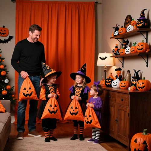 Image of 2 Panels Orange Backdrop Curtain, 10 x 10 Feet Polyester Background Curtains for Parties, Weddings, Baby Showers, Halloween, Christmas, Birthday Party Photoshoot Backdrop Curtains Decorations