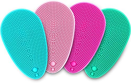 MARY LAVENDER Silicone Face Scrubber Soft Facial Cleansing Brush Blackhead Srubber Cleanser Brush for Exfoliating Massage Face for All Skin Types(4 Pack)