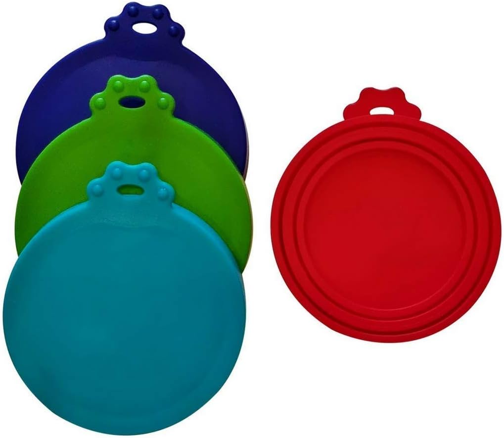 Pet Food Can Covers | 3 + 1 Free | Universal Food-grade Silicone Lid Covers | One Size Fits All Standard Size Dog and Cat Can Tops - By…