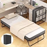 Incbruce Twin Size Metal Frame Folded Bed with 5' Mattress for Small Apartments，Guest Rooms