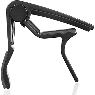 Capodastre Capo Capo Capodastre pour guitare acoustique 6 cordes, guitare électrique, banjo et ukulélé avec 6 médiators de couleurs aléatoires Noir + manivelle à cordes – Image 3