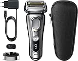 Braun Golarka elektryczna Series 9 Pro z głowicą 4+1, trymerem ProLift, stojakiem ładującym i etui podróżnym, technologia Sonic, wtyczka 2-pinowa brytyjska, 9417s, srebrna golarka, ocena najlepszego