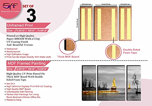 Image of SAF paintings Set of 3 Landscape Decorative Painting UV Textured Home Decorative Gift Item Self Adeshive Painting 18 Inch X 12 Inch SANFJM31041