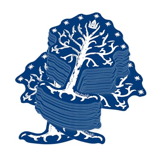 The Lord of The Rings Tree of Gondor 50ct Vinyl Large Deluxe Stickers Variety Pack Stacked – Iconic White Tree of Gondor & Middle-Earth Symbols for Laptop, Water Bottle, Scrapbooking, Indoor/Outdoor