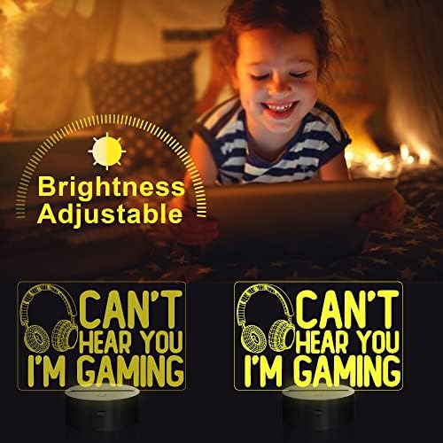 Can't Hear You I'm Gaming Night Light, zestaw słuchawkowy graficzne gry wideo dla gracza prezent zabawna lampa z iluzją 3D 16 zmieniających się kolorów dotyk i pilot zdalnego sterowania dla mężczyzn,
