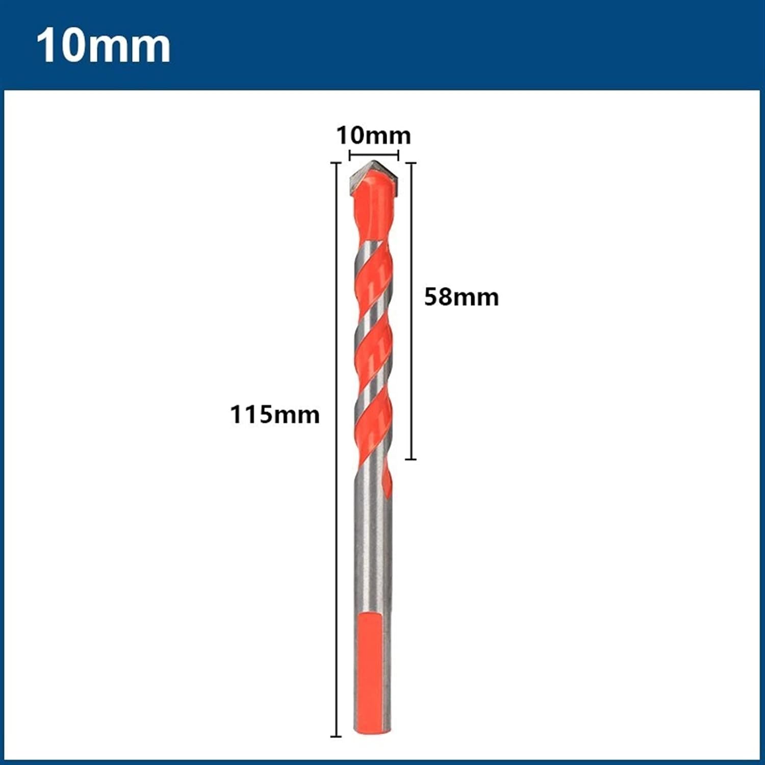 Glass Hole Cutter 3/4/5/6/8/10/12mm Drill Bit for Tile Concrete Brick Marble Triangle Drilling Tool 1Pcs(10mm)