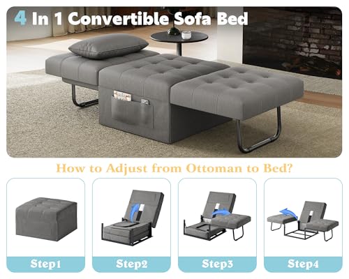 image for VanAcc Sofa Bed, 4 in 1 Multi-Function Folding Ottoman, Sleeper Chair 