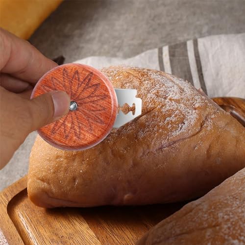 Brot Schneide Werkzeug Runde Teig Rasiermesser Edelstahl Bäckermesser mit 5 Rasierklinge Brot Lahm Scoring Tool zum Einschneiden Gebogene Brotmesser Ritzmesser