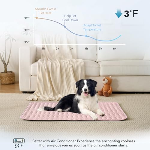 MICROCOSMOS Summer Cooling Mat & Sleeping Pad- Water Absorption Top, Materials Safe, Easy Carry, EZ Clean. Keep Cooling for Pets, Kids and Adults.(Pink, 40" x 28") by MICROCOSMOS - Used condition - Image 2
