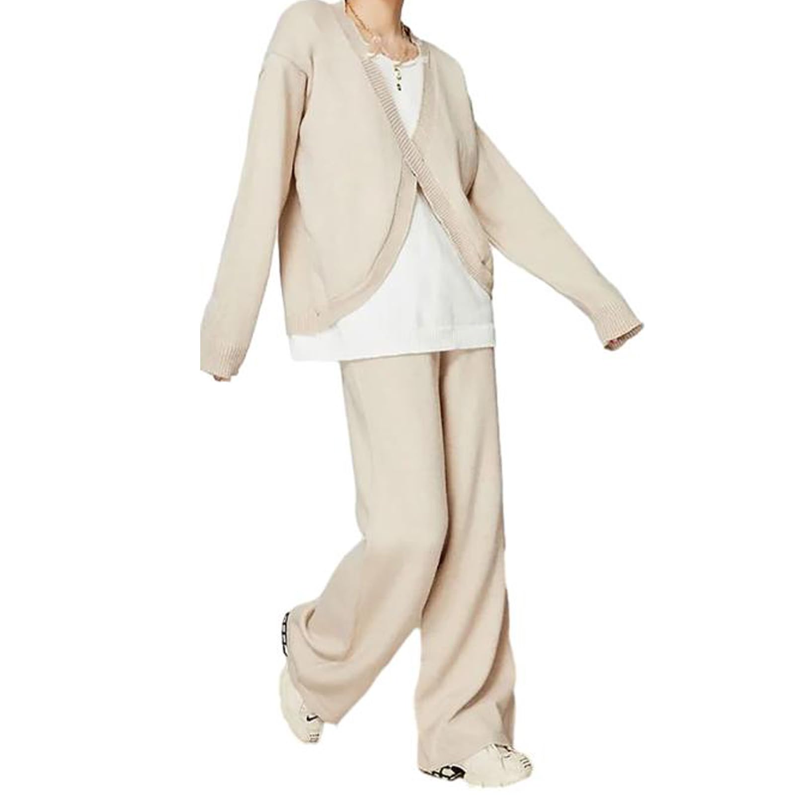 アルチビオ セットアップ カシミヤ100% ニット チェックパンツ h 日本製】カシミヤ100% ニットパンツ レディース