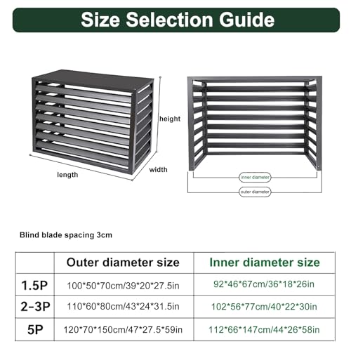 Outdoor- Abdeckung für Klimaanlagen- Wärmepumpe, Aluminium- Schutzhülle für 1, 5P/ 23P/ 5P- Einheiten, wetterbeständig, Laubschutz, Weiß (120 x 70 x 150 cm)-2