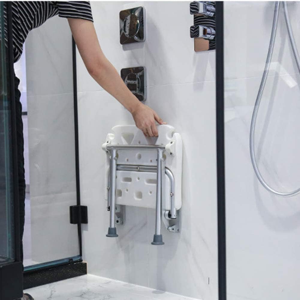 Shower Chair for Disabled,Shower Stool Bath Seats Shower Chairs for Seniors, Folding Shower Seat, Bathroom Folding Seat with Leaking Hole, Wall-Mounted Shower Seat