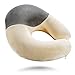 Konnor Travel Pillow Soft Memory Foam with Special Comfort Shape Design Removable Case - Comfortable and Firm Support, Perfect for Traveling - Grey and Beige