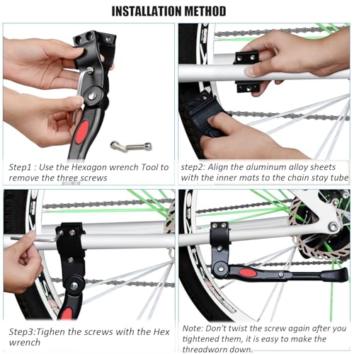 JDFGDZHG Bike Kickstand for Diamondback Bicycles Edgewood Bicycles El OSO Bicycles HaanJeen, Anti-Slip Wide Foot for Stable Parking Quick Installation for 20" - 27.5" Adjustable Aluminum Alloy