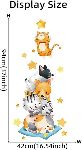 Miniatura 5 de Calcomanías de pared de dibujos animados de gato y perro, calcomanías extraíbles e impermeables para puerta de bebé, niños, habitación de bebé,