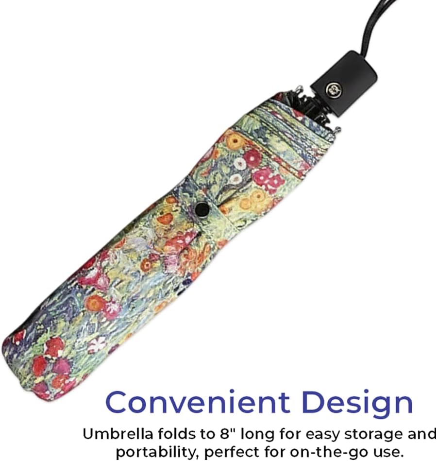 Vibrant Flower Garden Umbrella, 42" Automatic Open and Close Travel Umbrella for Rain, Wind and Sun, Compact, Folding