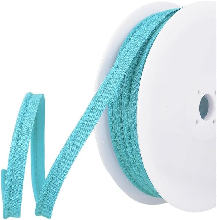 Flanged 10mm wide piping cord 2 mm 100% Cotton bias binding cut - Per Metre - turquoise