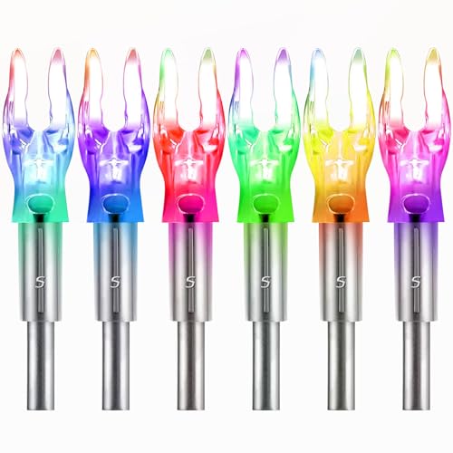 KEAUP 12-Pack or 6-Pack S Lighted Nocks for Arrows .244/6.2mm Lighted Arrow Nocks for Archery Hunting, Screwdriver Included