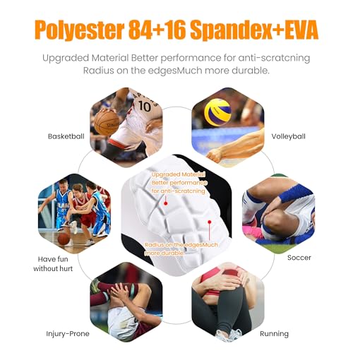 Basketball knee pads, compression leg covers for teenagers and adults, wrestling knee pads, football volleyball, pickleball, weightlifting knee pads (1 pair) (Short white, Large) - Image 6