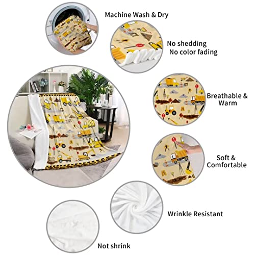 Construction Truck Blanket For Toddler Boys Excavator Dump Truck Throw Blankets Tractor Cars Blanket For Baby Soft Engineering Vehicle Flannel Blanket For Newborn Nursery Birthday Gifts 30''X40'' #TOP3