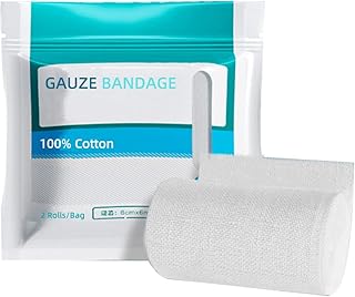 Gauze Bandage Roll 6CM*6M 100% Cotton Gauze Rolls Bandages for Primary Wound Dressing Support 10 Rolls (Pack of 5)