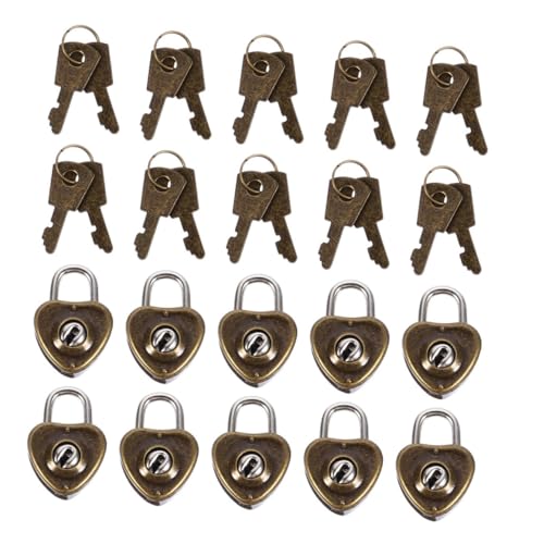 WHAMVOX 25pcs Heart Shaped Padlocks with Keys, Archaize Style Iron Mini Locks, Light Weight and Safer, Couple's Wish Locks for Scenic Spots or Wallet