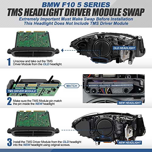 [Hid Models] Sequential Turn Signal Led Halo Projector Headlights Assembly Compatible With Bmw F10 528 535 550 M5 11-13, Driver And Passenger Side, Black Housing, Clear Lens #TOP5
