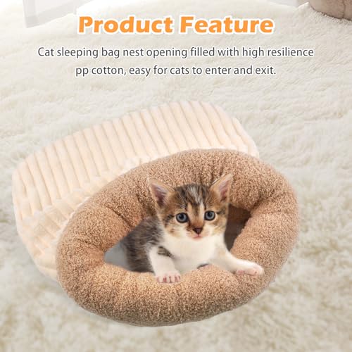 MUYG Saco de dormir grande para gatos, de pelúcia macia, aconchegante, quente, para cama de caverna,