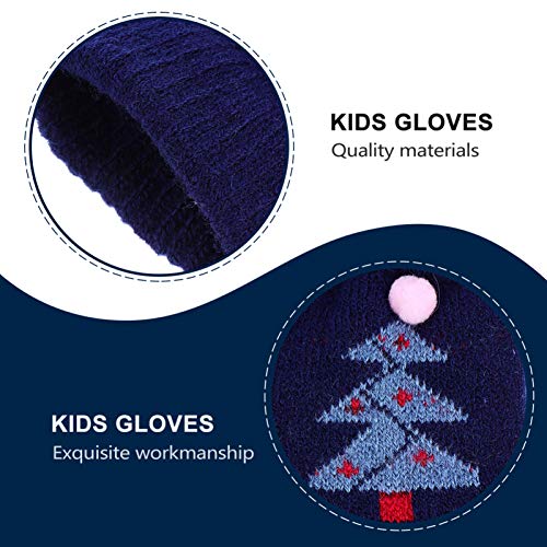 KESYOO 1 par de Luvas Infantis de Natal Tricotadas de PelÃºcia Forrado de Ãrvore de Natal Luvas de D