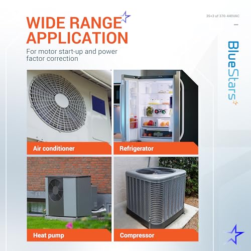 [UL Certified] BlueStars 35+3 MFD 35/3 uf 370 or 440 VAC Dual Run Round Capacitor CBB65 - Fit for Condenser Straight Cool Heat Pump Air Conditioner AC Motor - Replaces USA2226BA 97F9472 C3353R by BlueStars - Used condition - Image 9